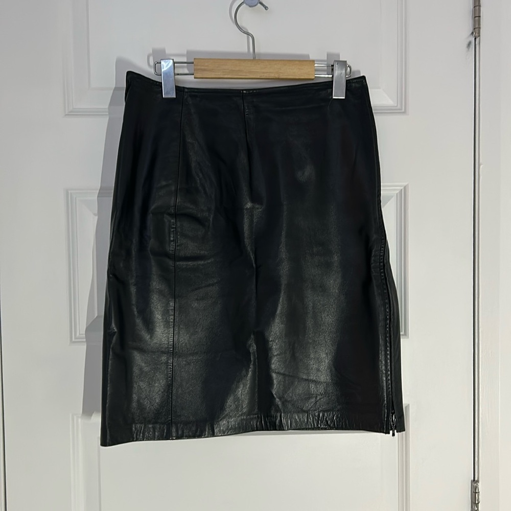 DANIER - midi skirt leather black casual formal neutral size 6